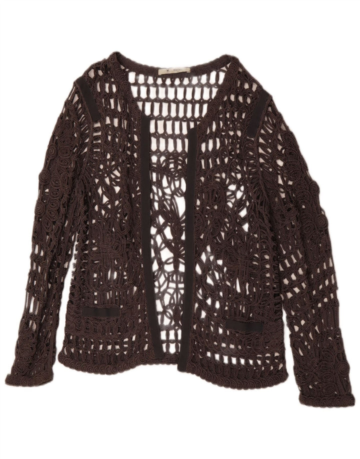 MONARI Womens Long Sleeve Crochet See Through Top UK 14 Large Grey