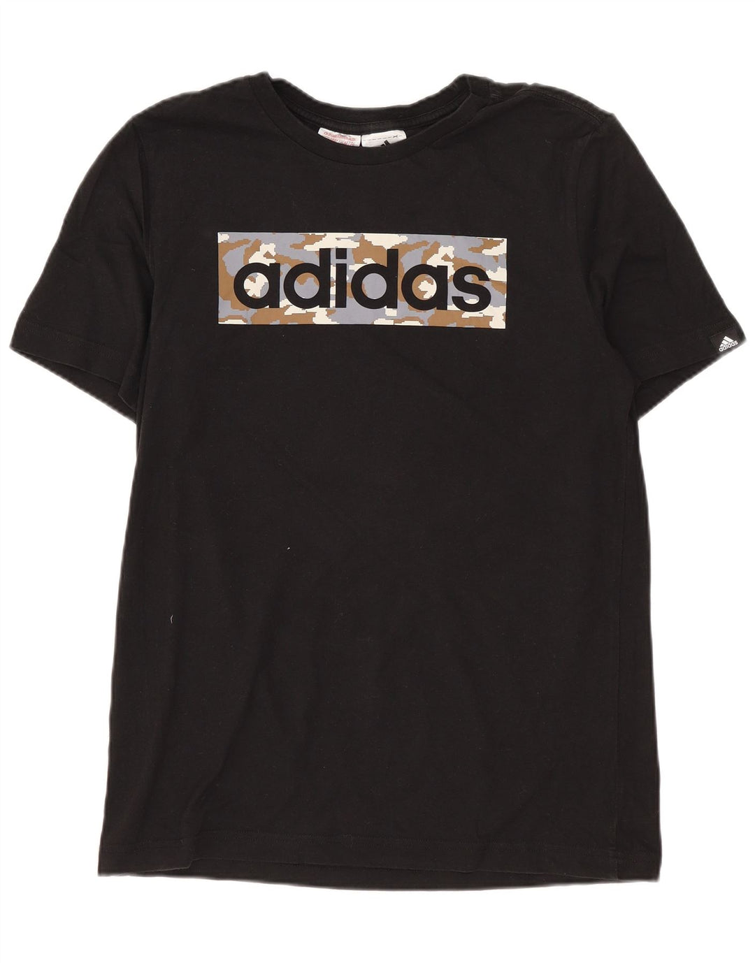 Adidas Boys Graphic T-Shirt Top 13-14 Years Black Cotton