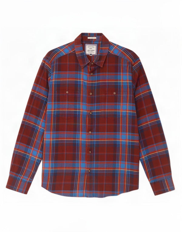 Wrangler Mens Slim Flannel Shirt XL Red Plaid Cotton