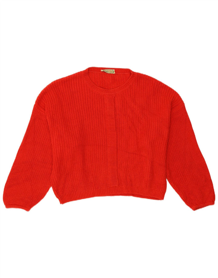 Ciao Womens Crop Crew Neck Jumper Sweater IT 44 Medium Red Cotton
