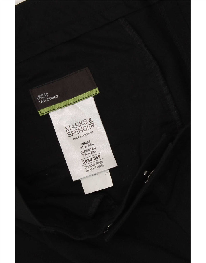 Marks & Spencer Mens Straight Suit Trousers W36 L29 Black Polyester