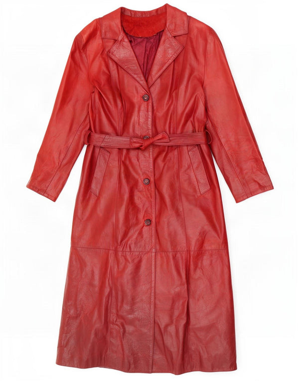 Davin Womens Leather Coat IT 44 Medium Red