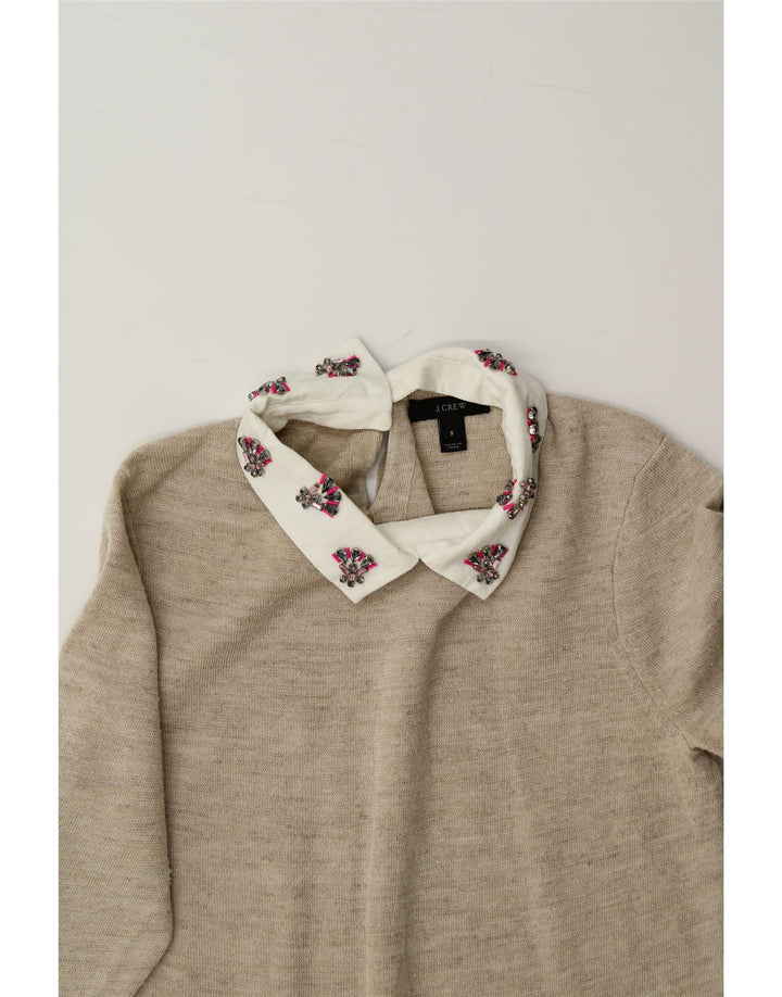 J. CREW Womens Polo Neck Jumper Sweater UK 10 Small Beige Polyester Vintage J. Crew and Second-Hand J. Crew from Messina Hembry 