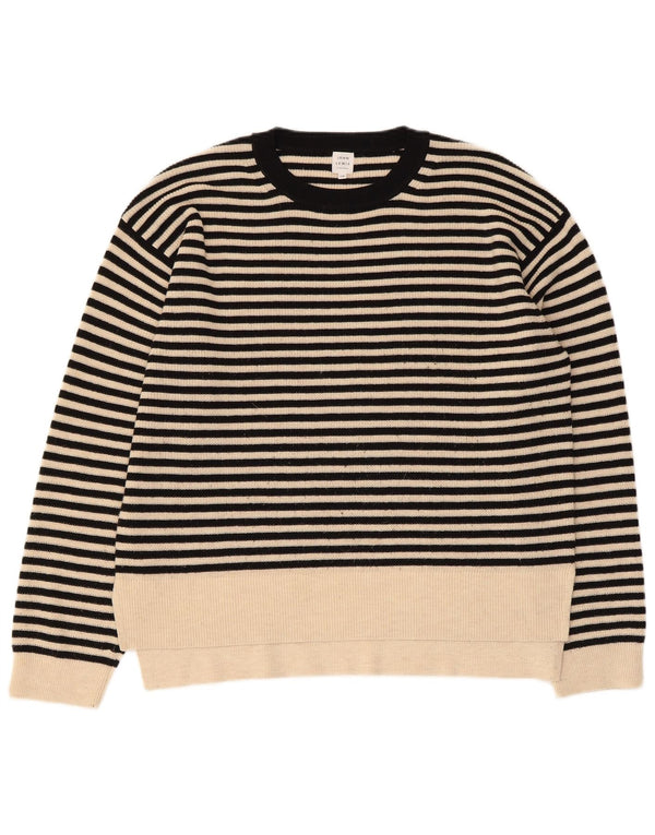 John Lewis Womens Crew Neck Jumper Sweater UK 14 Large Black Striped