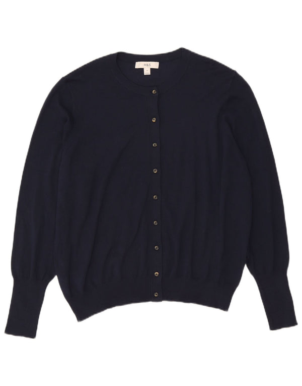 Marks & Spencer Womens Cardigan Sweater UK 20 2XL  Navy Blue Viscose