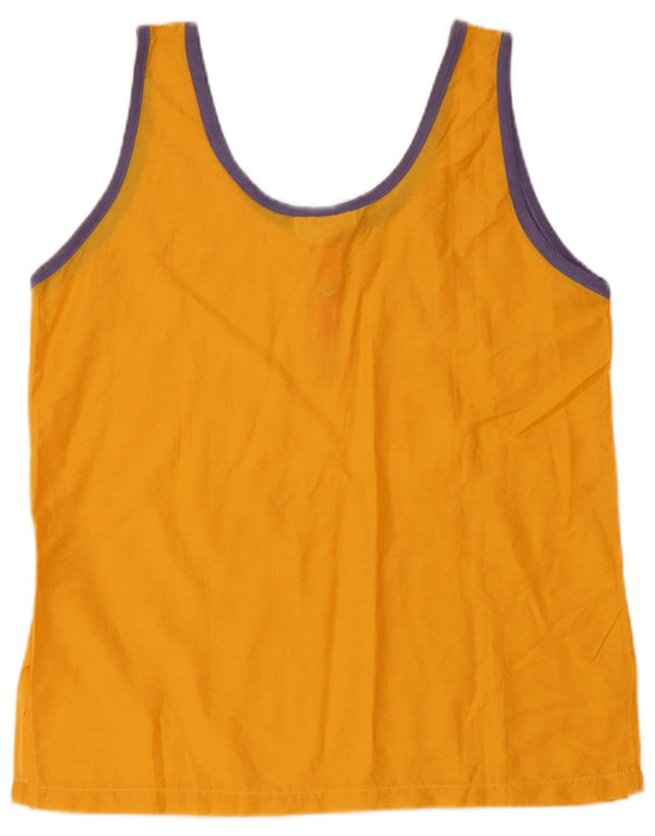 Vintage Womens Crop Sleeveless Blouse Top UK 12 Medium Orange Cotton