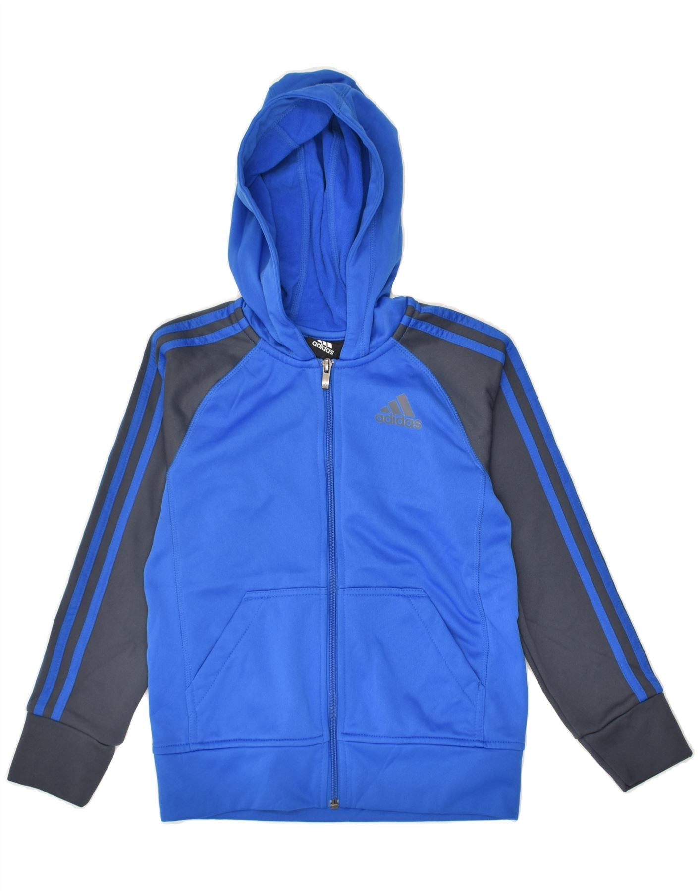 ADIDAS Boys Climawarm Zip Hoodie Sweater 7 8 Years Small Blue Colourblock Vintage Second Hand Clothing Online Messina Hembry