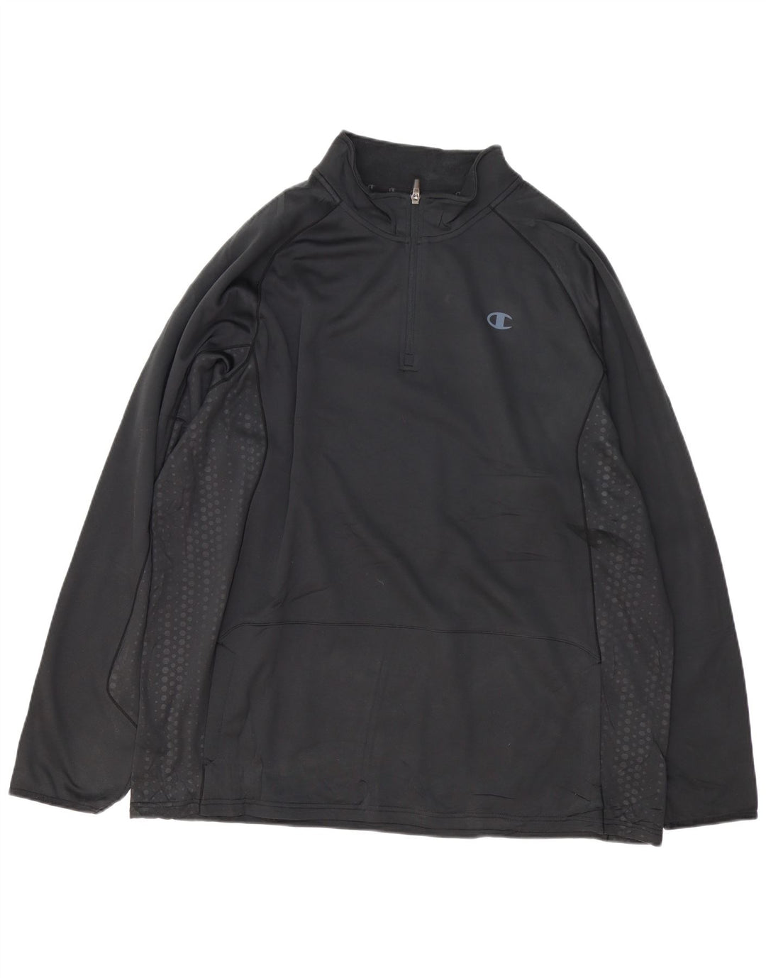CHAMPION Mens Zip Neck Pullover Tracksuit Top 2XL Black Spotted Polyester
