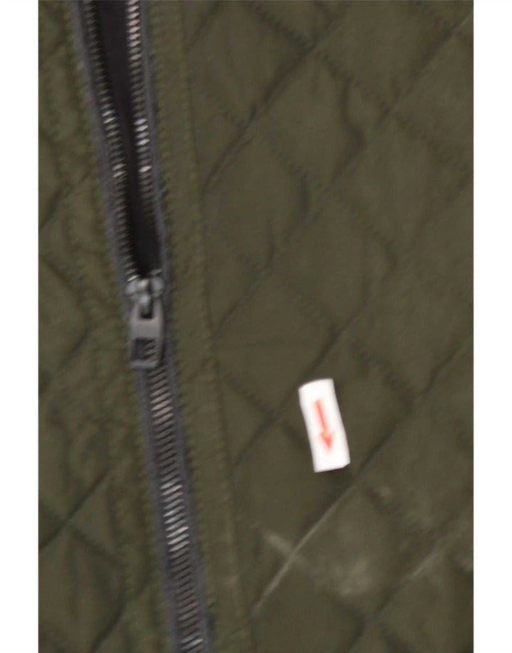 Zara Mens Quilted Jacket UK 42 XL Green Polyester