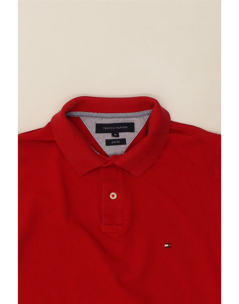 TOMMY HILFIGER Mens Slim Fit Polo Shirt Medium Red Cotton | Vintage Tommy Hilfiger | Thrift | Second-Hand Tommy Hilfiger | Used Clothing | Messina Hembry 
