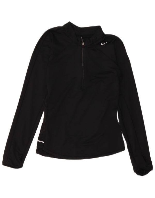 Nike Womens Dri Fit Zip Neck Pullover Tracksuit Top UK 12 Medium Black