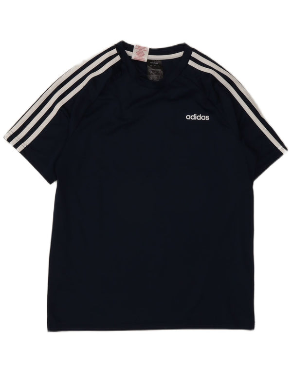 Adidas Boys T-Shirt Top 13-14 Years Navy Blue Polyester Sports