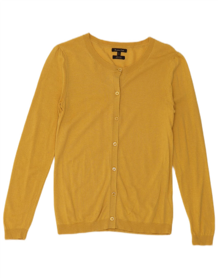 Massimo Dutti Womens Cardigan Sweater UK 10 Small Yellow Wool