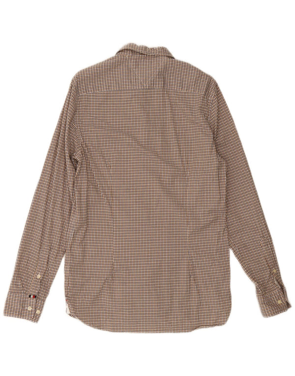 TOMMY HILFIGER Mens Slim Fit Shirt Medium Yellow Gingham Cotton
