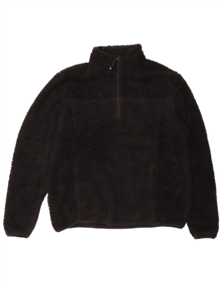 Mountain Warehouse Mens Zip Neck Fleece Jumper Large Black Polyester