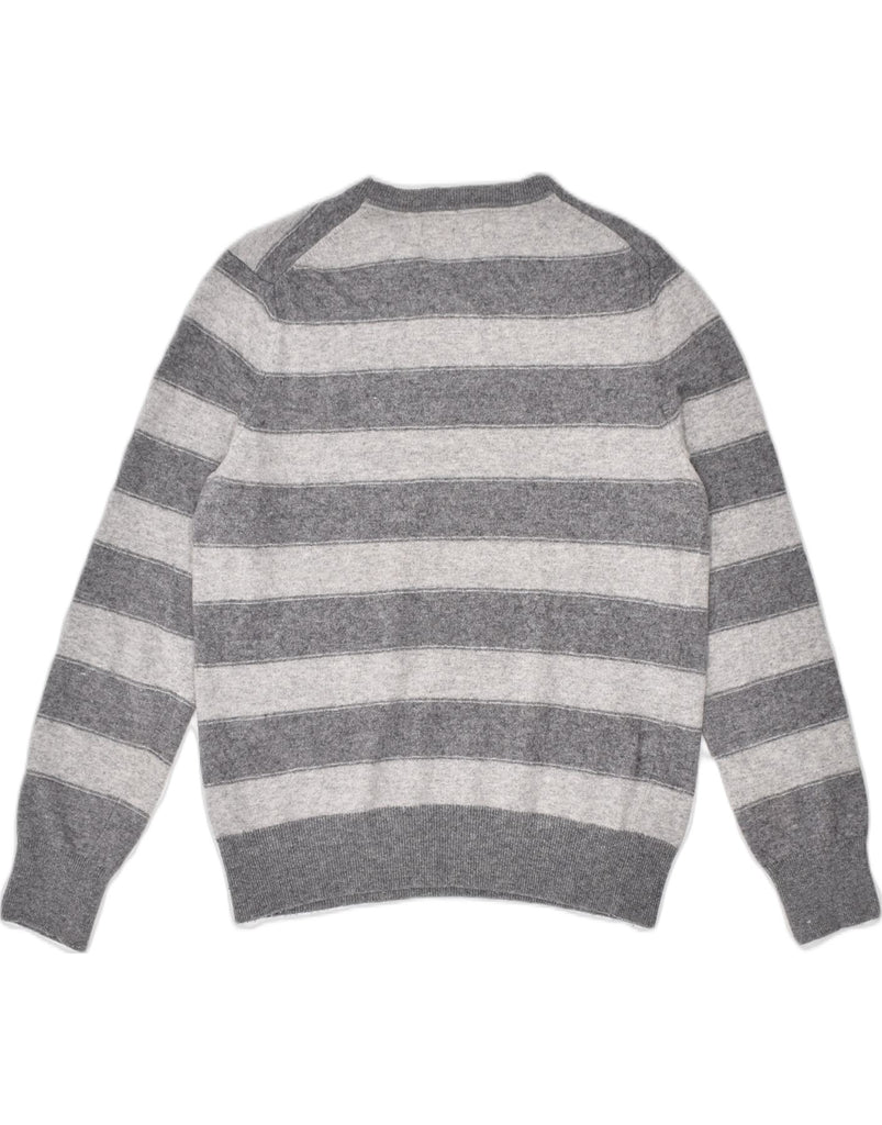 BANANA REPUBLIC Womens Crew Neck Jumper Sweater UK 14 Medium Grey Striped | Vintage | Thrift | Second-Hand | Used Clothing | Messina Hembry 