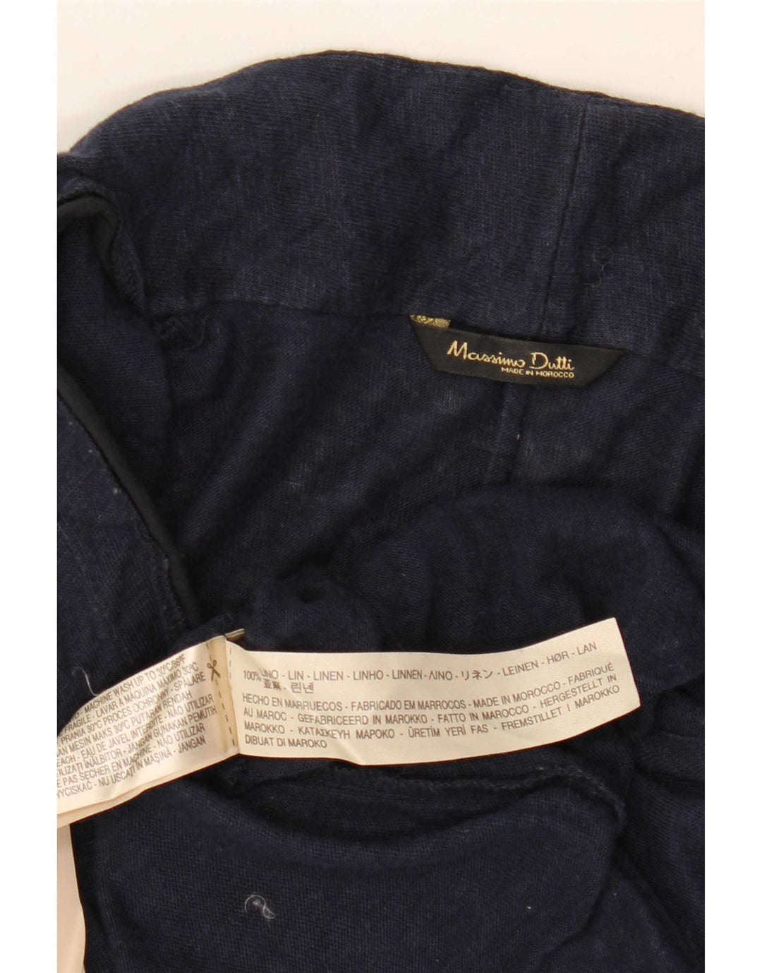 Massimo Dutti Womens Blouse Top UK 18 XL Navy Blue Linen