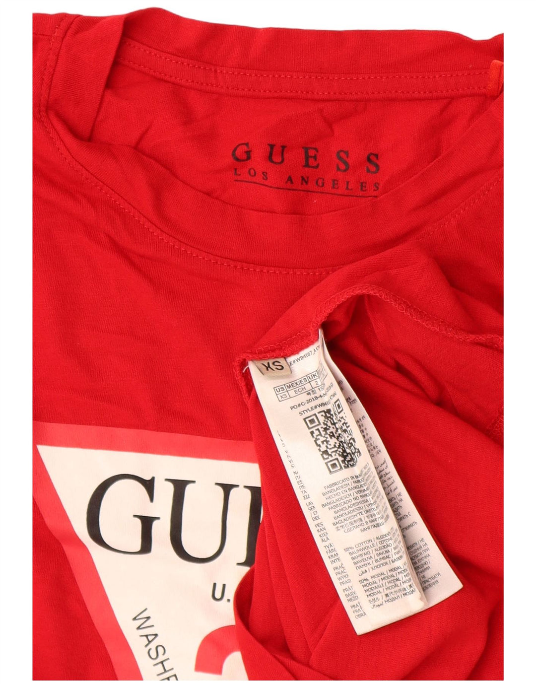 Guess Womens Graphic T-Shirt Top UK 2 2XS Red Cotton