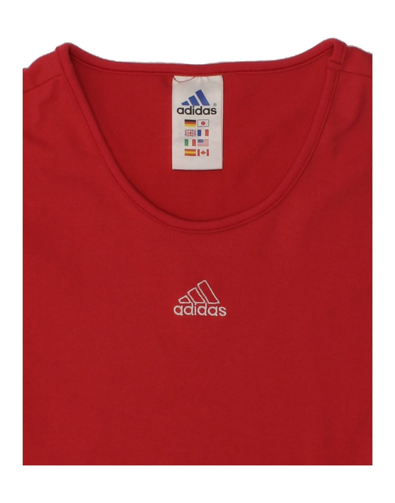 ADIDAS Womens Crop T-Shirt Top UK 10 Small Red Polyamide | Vintage Adidas | Thrift | Second-Hand Adidas | Used Clothing | Messina Hembry 