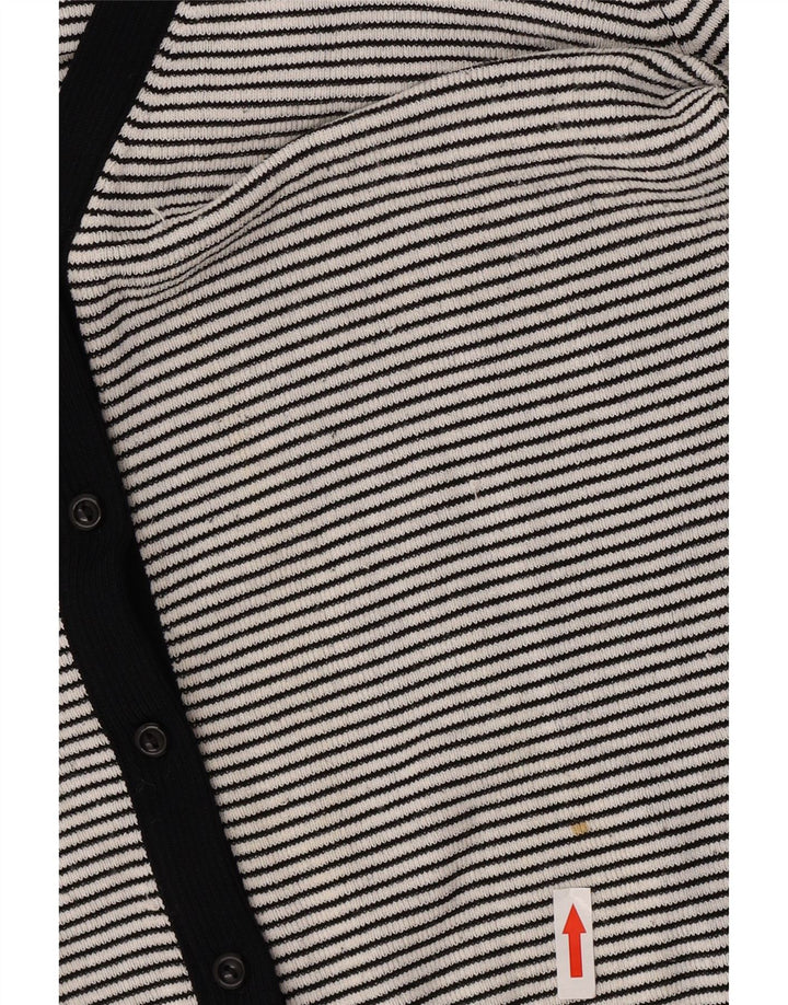 Zara Womens Cardigan Sweater UK 12 Medium Black Striped Rayon