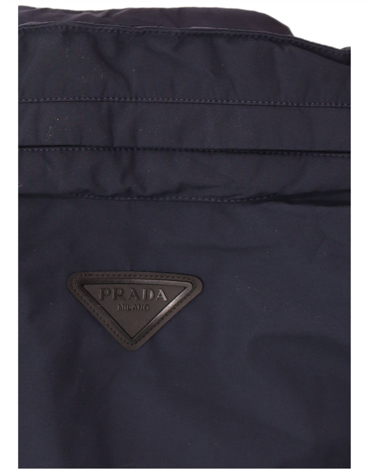 PRADA Mens Windbreaker Jacket IT 52 XL Navy Blue Polyester Classic