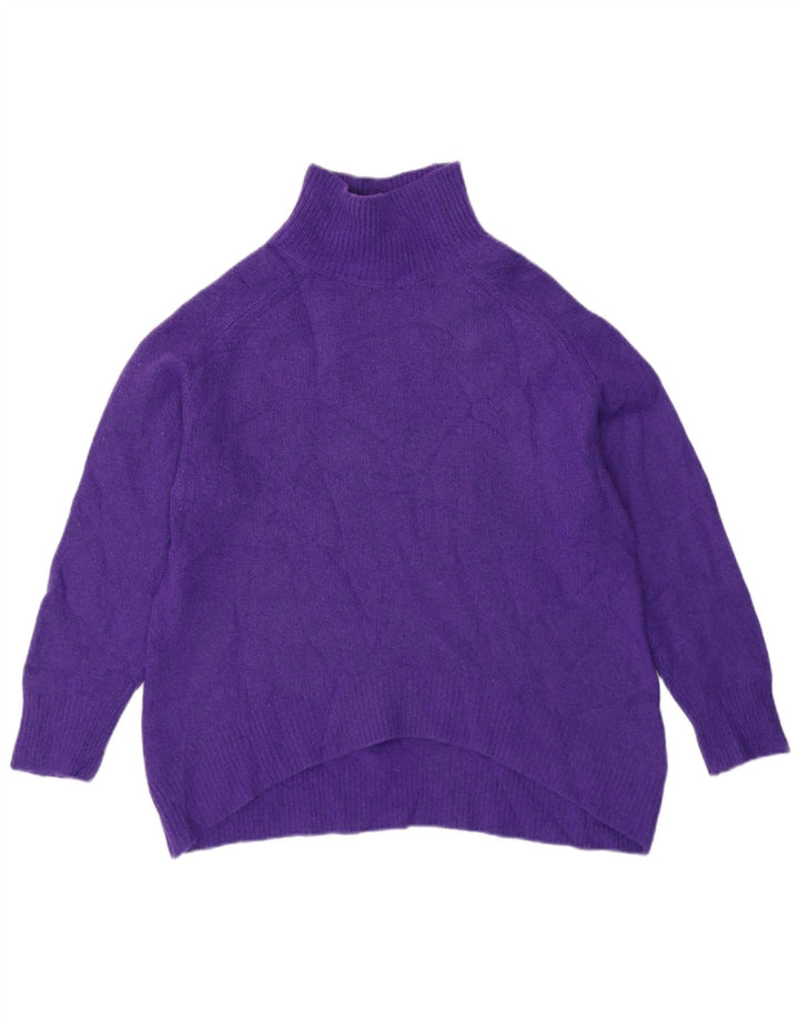 Massimo Dutti Womens Oversized Roll Neck Jumper Sweater UK 10 Small Purple