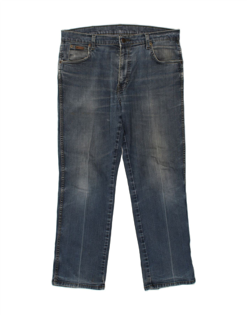 WRANGLER Mens Texas Stretch Straight Jeans W34 L30 Navy Blue | Vintage Wrangler | Thrift | Second-Hand Wrangler | Used Clothing | Messina Hembry 