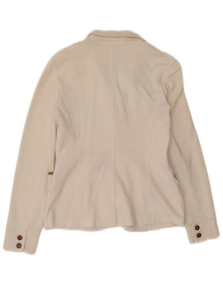 Woolrich Womens 3 Button Blazer Jacket UK 10 Small White Cotton