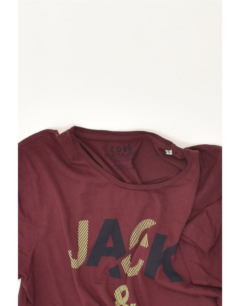 JACK & JONES Mens Graphic T-Shirt Top Small Burgundy Cotton | Vintage Jack & Jones | Thrift | Second-Hand Jack & Jones | Used Clothing | Messina Hembry 