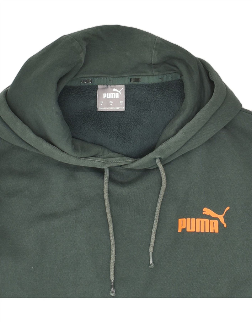 PUMA Mens Graphic Hoodie Jumper Medium Green Cotton Vintage Puma and Second-Hand Puma from Messina Hembry 