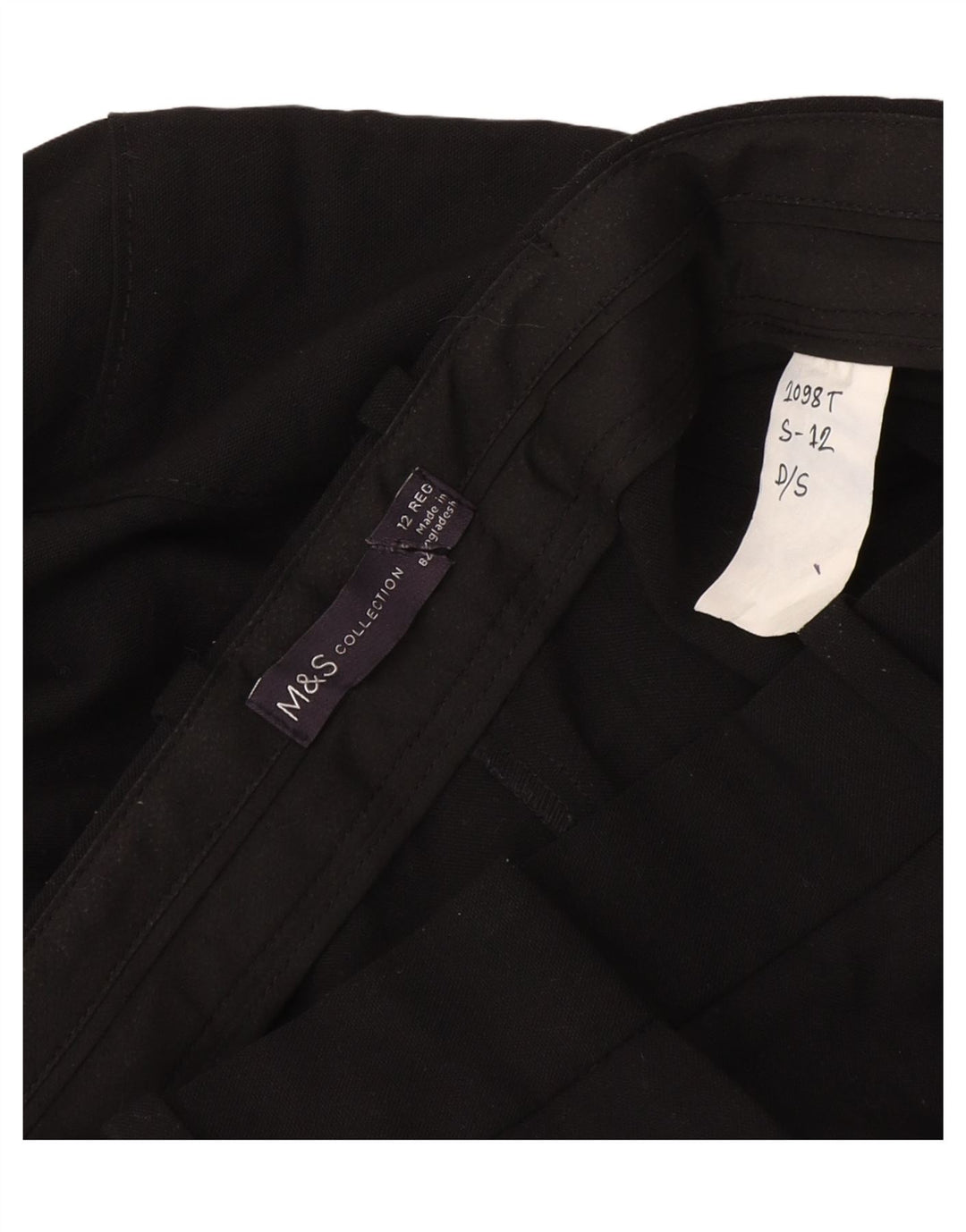 Marks & Spencer Womens Straight Cargo Trousers UK 12 Medium W30 L30 Black
