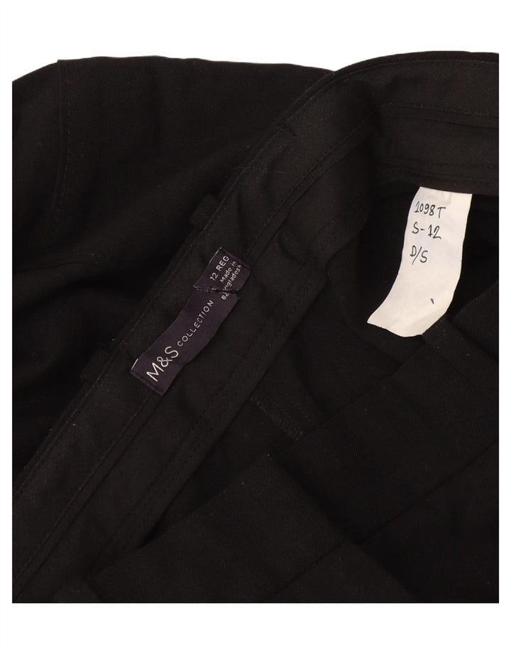 Marks & Spencer Womens Straight Cargo Trousers UK 12 Medium W30 L30 Black