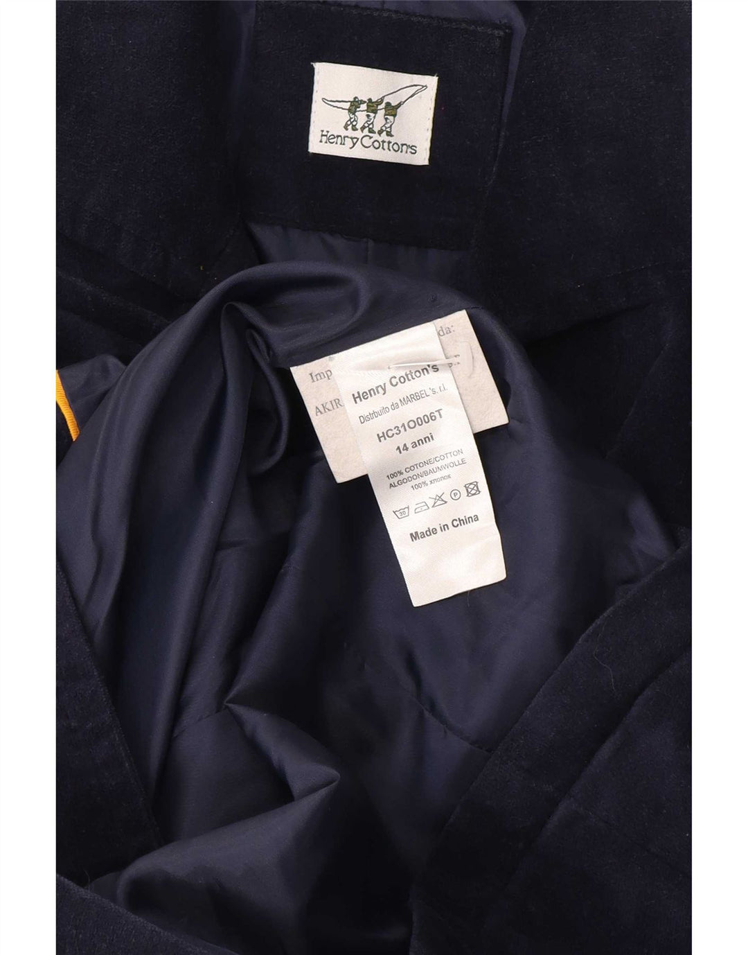 Henry Cottons Boys Pea Coat 13-14 Years Navy Blue Cotton