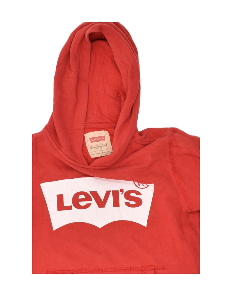 LEVI'S Boys Graphic Hoodie Jumper 9-10 Years Red Cotton | Vintage Levi's | Thrift | Second-Hand Levi's | Used Clothing | Messina Hembry 