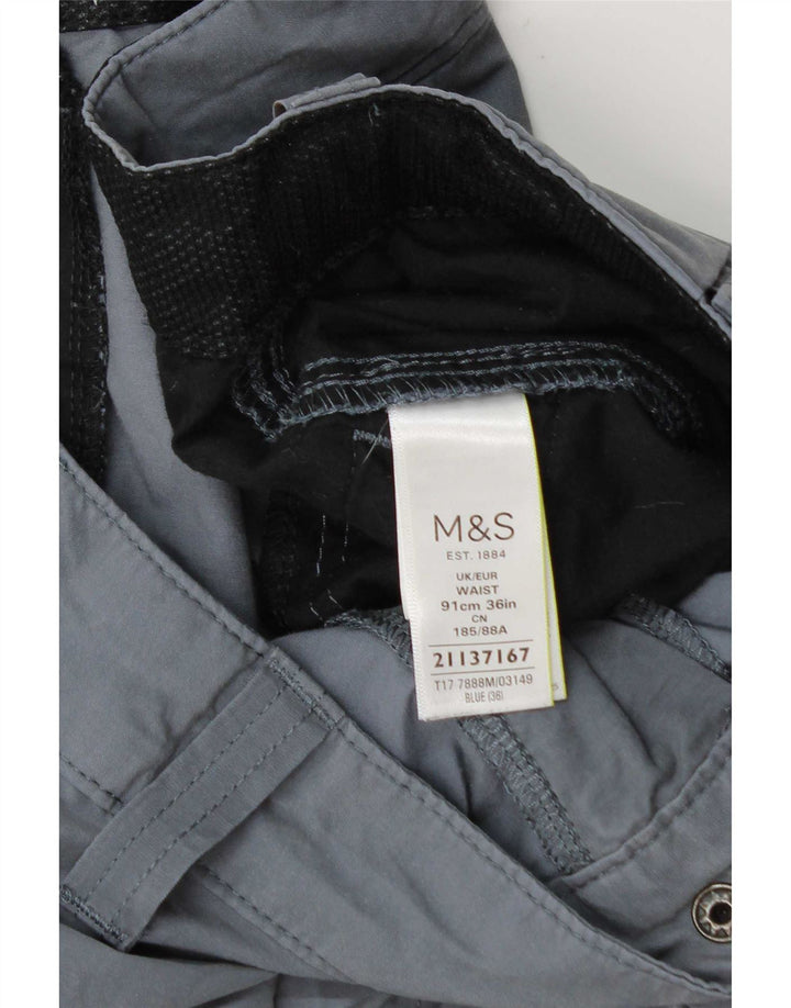 Marks & Spencer Mens Cargo Shorts W36 Large Blue Cotton