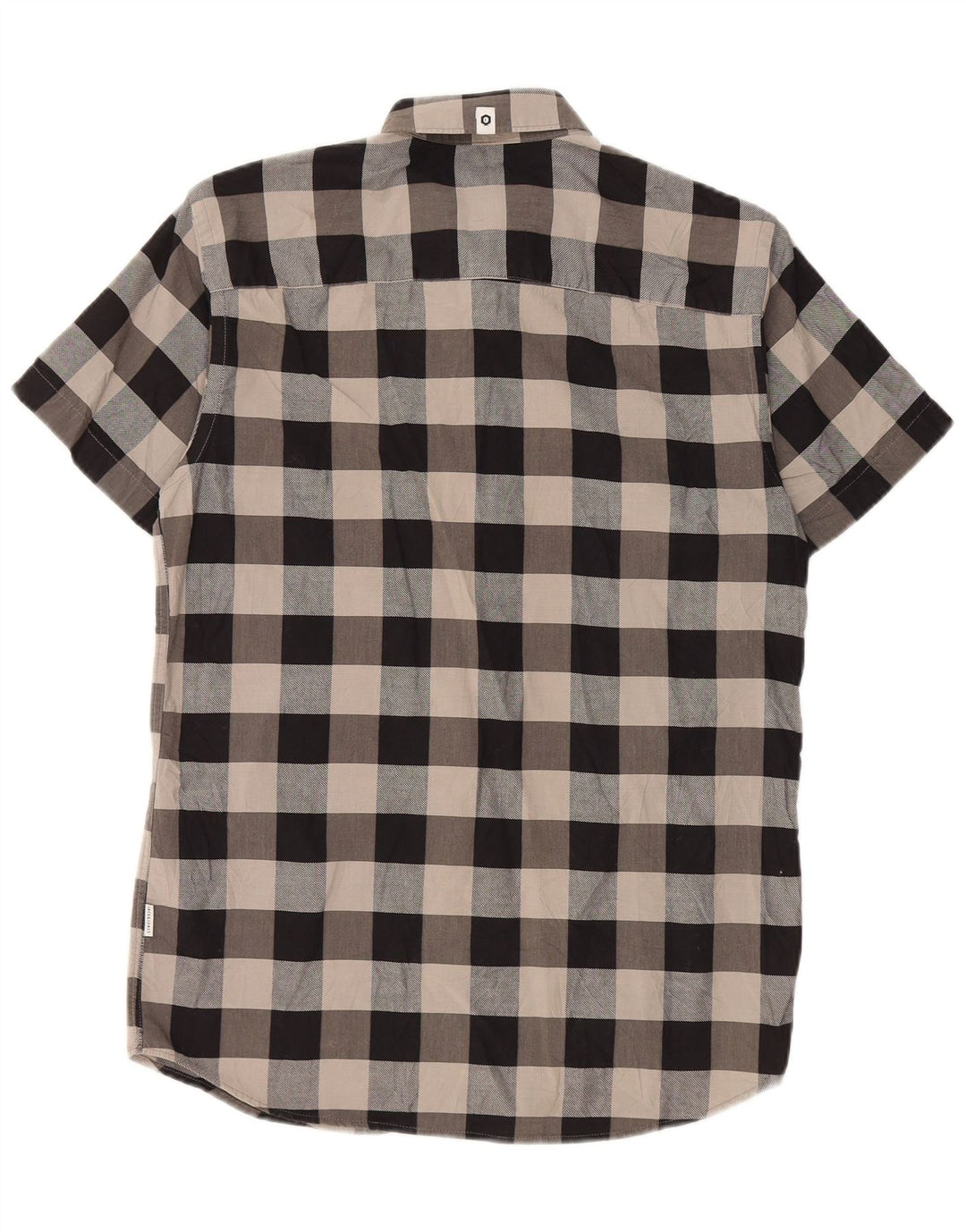 Jack & Jones Mens Short Sleeve Slim Fit Shirt Small Grey Check Cotton