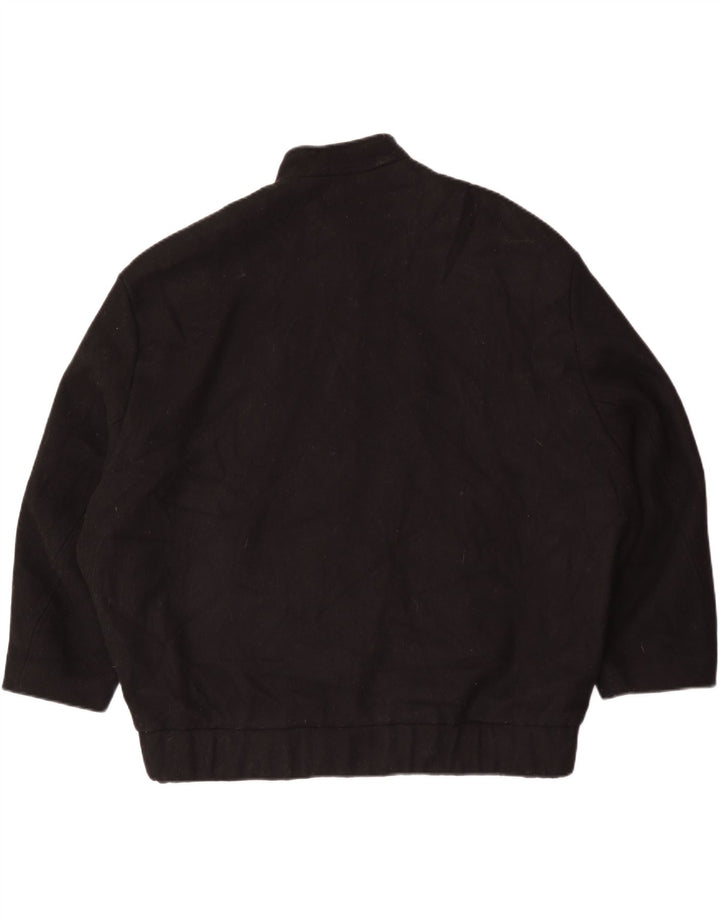 Zara Womens 3/4 Sleeve Oversized Bomber Jacket UK 14 Medium Black Wool