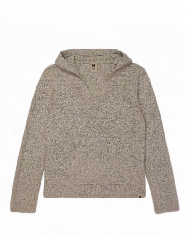 Roxy Womens Hooded Jumper Sweater UK 12 Medium Grey Cotton