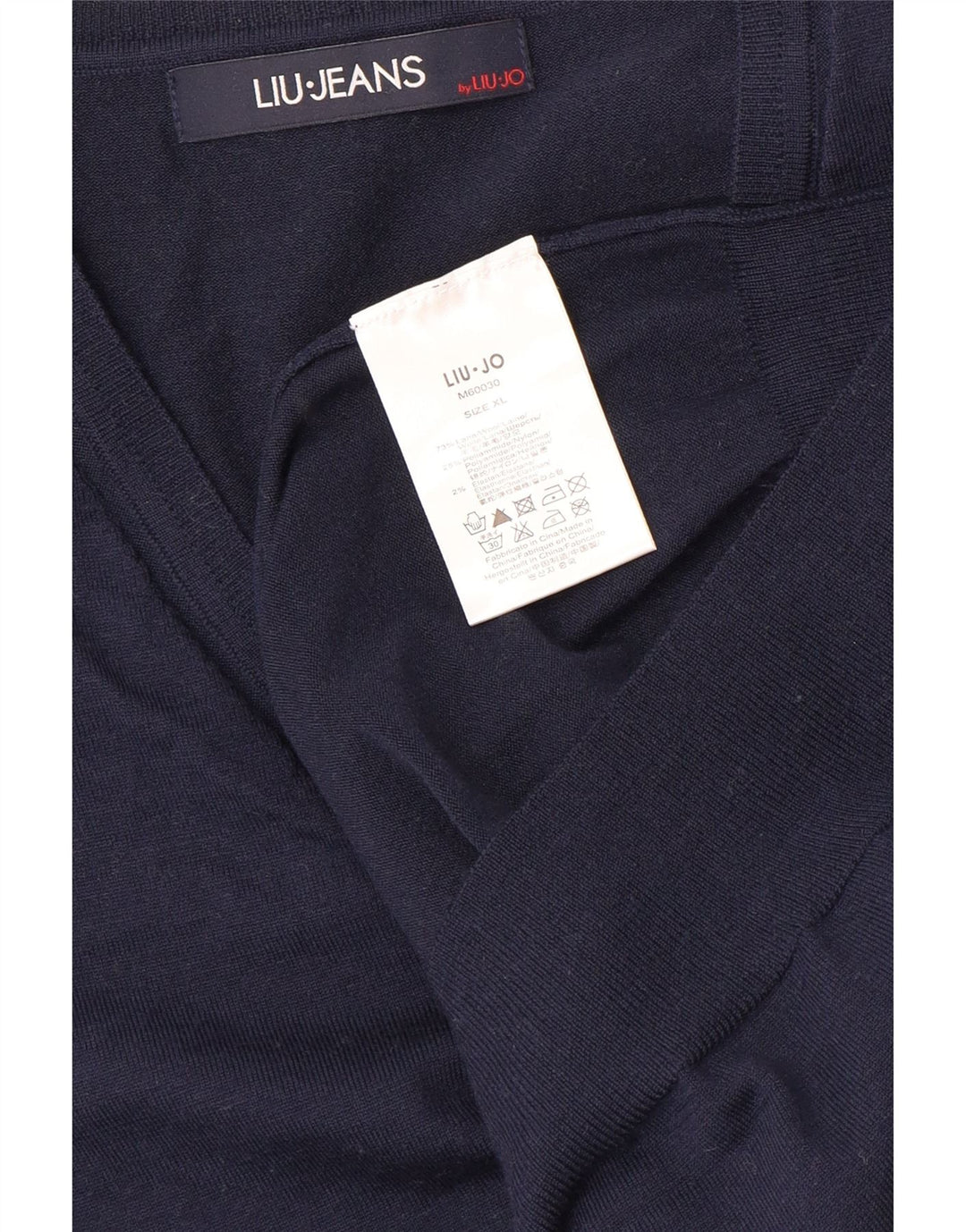 LIU JO Womens V-Neck Jumper Sweater UK 18 XL Navy Blue Wool