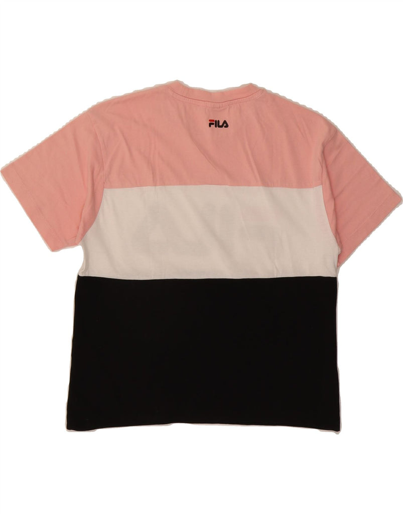FILA Womens Graphic T-Shirt Top UK 6 XS Multicoloured Colourblock Cotton Vintage Fila and Second-Hand Fila from Messina Hembry 