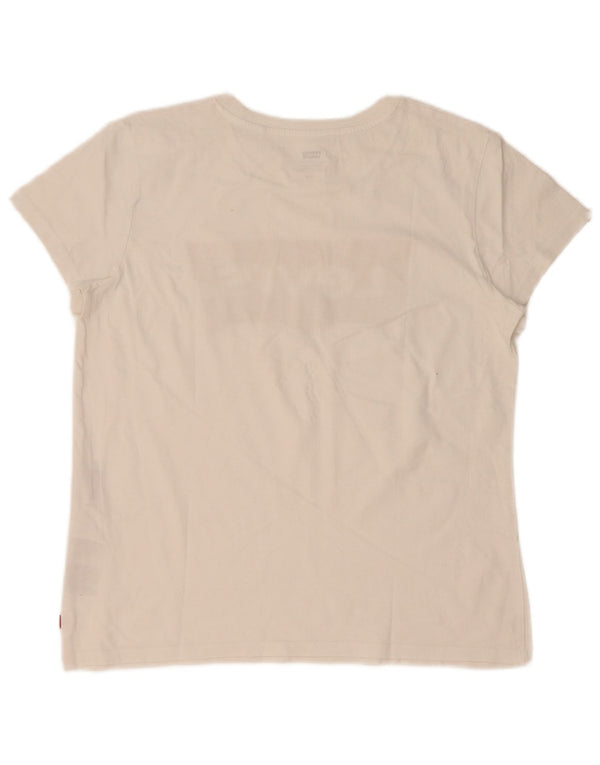 Levi's Womens Graphic T-Shirt Top UK 16 Large White Cotton