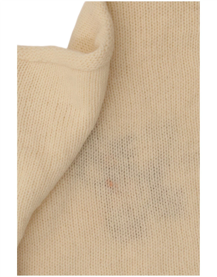 Vintage Womens Graphic Turtle Neck Jumper Sweater UK 14 Medium Off White