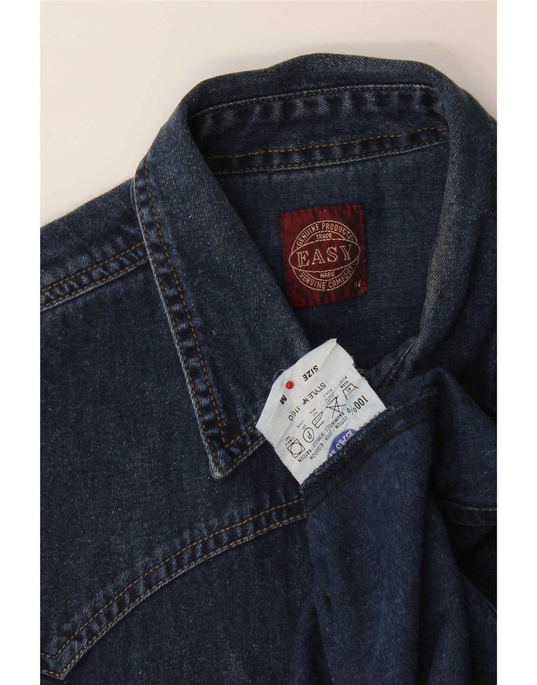 Easy Mens Denim Shirt Medium Navy Blue Cotton