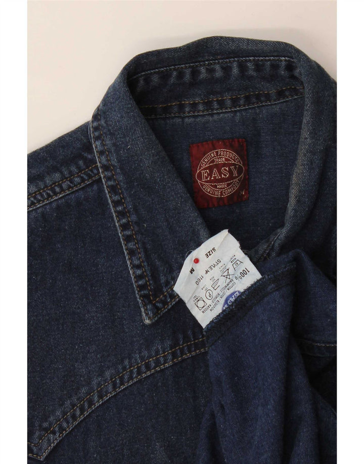 Easy Mens Denim Shirt Medium Navy Blue Cotton