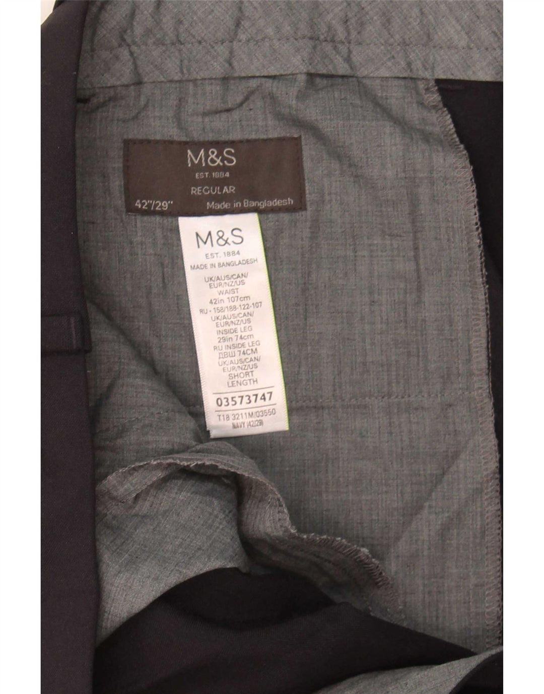 Marks & Spencer Mens Pegged Regular Suit Trousers W42 L29 Navy Blue