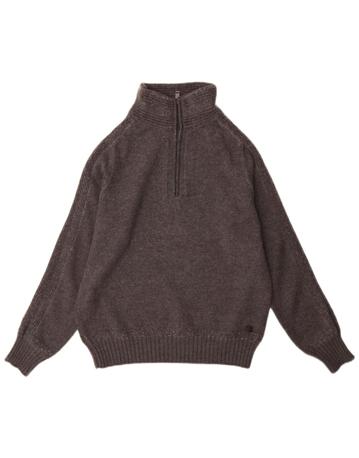 Trussardi Mens Zip Neck Jumper Sweater XL Grey Wool