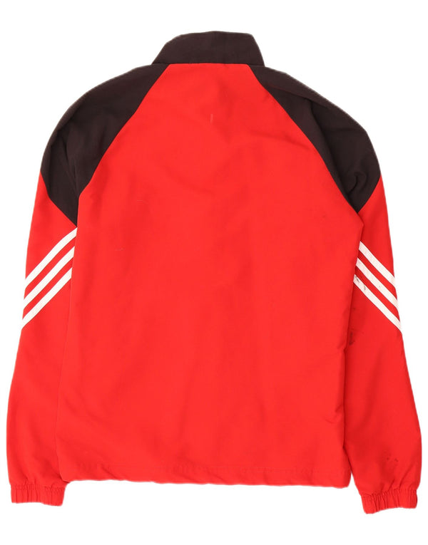 Adidas Mens Tracksuit Top Jacket Small Red Colourblock Polyester