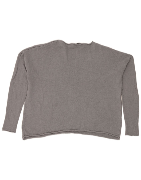 Zara Womens Relaxed Fit Crew Neck Jumper Sweater UK 10 Small Grey