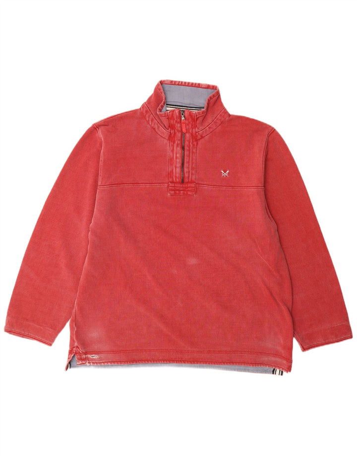 Crew Clothing Mens Zip Neck Sweatshirt Jumper 2XL Red Cotton