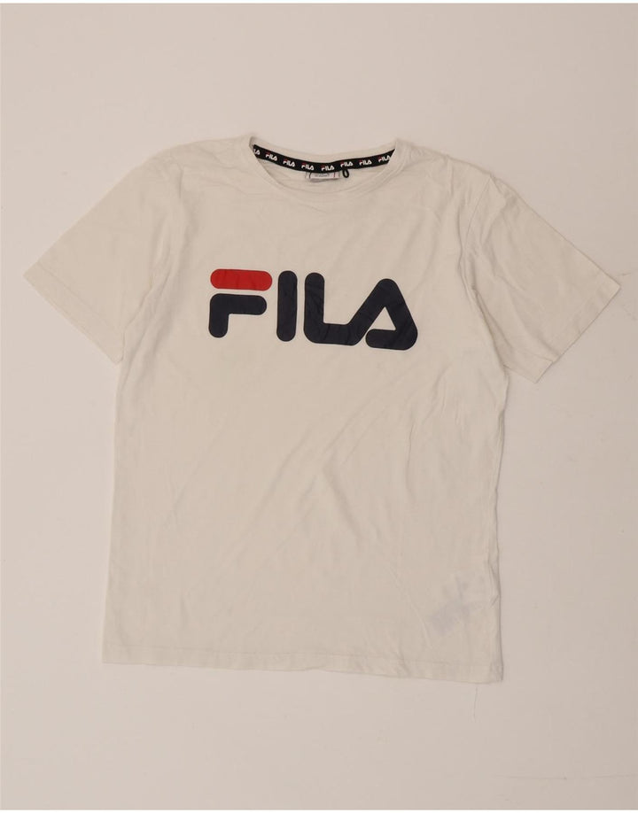 Fila Boys Graphic T-Shirt Top 15-16 Years White Cotton